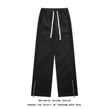 Jinquedai Fashion Side Zipper Casual Waterproof Pants Gray/Black Men Spring New Streetwear Loose Straight Pant Mens Elastic Waist Trousers jinquedai