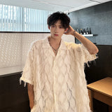 Jinquedai Summer Short Sleeved Shirt Men Fashion Social Men Dress Shirt Korean Loose Casual Shirts Men Oversized White Shirt M-3XL jinquedai