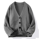 Jinquedai Autumn and Winter New Men's Cardigan V-neck Fashion Sweater with Thick Long Sleeves Outside Men's Comfortable Warm Sweater jinquedai