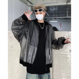 Jinquedai Korean Chic New Spring Transparent Hooded Jacket Men High Quality PU Casual Loose Jackets Male Street wear Oversize Coat jinquedai