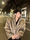 Jinquedai 2025 Men's Winter Warm Thicken Coat Artificial Fox Fur Plush Overwear Trendy New Street Fashion Outerwear Male Tops jinquedai