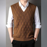 Jinquedai Fleeced Warm Sweaters Male Thick Sleeveless Men's Knitted Vest Harajuku High Quality Y2k Korean Fashion Top Cashmere Waistcoat jinquedai