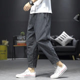 Jinquedai Men's Clothing Loose Spring Summer Thin Elastic Waist Pockets Striped Simplicity Handsome Fashion Casual Comfortable Pants jinquedai