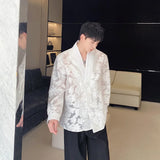 Jinquedai Men's Shirt Personality Hollow Out Jacquard Frog Baggy Male Shirts New Chinese Style 2024 Spring Stylish jinquedai