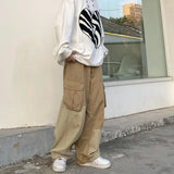 Baggy Black Cargo Pants for Men Khaki Cargo Trousers Male Vintage Loose Casual Autumn Japanese Streetwear Hip Hop Retro jinquedai