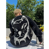 High street fashion mink velvet jacquard sweater for men and women autumn and winter new loose and versatile y2k couple sweater jinquedai