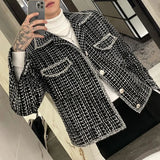 Jinquedai French Retro Couple Jacket 2024 Autumn And Winter New Fashion Elegant Youth Trend Slim Contrast Color Braided Wool Jacket Unisex jinquedai