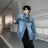 Jinquedai Patchwork Men's Denim Jackets Irregular Design Turn-down Collar Large Pockets Male Short Coats 2024 Spring New Fashion jinquedai