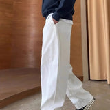 Jinquedai  Summer Baggy Cool Wide Ice Silk Business Thin Loose Cooling Straight Men's Casual Pants Office Trend Y2k Male Trousers jinquedai