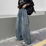 Y2k Baggy Cargo Jeans for Men Oversize Wide Leg Denim Pants Male Hip Hop Trousers Pockets Streetwear Loose Patchwork jinquedai