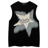 Jinquedai Oversized Vest Star Patchwork Y2K Tops Men Harajuku Streetwear Tank Vests Fashion Casual Loose Cotton Hip Hop Vest Black jinquedai