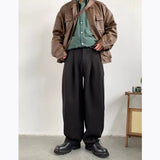 Jinquedai Vintage Trousers Men Women Korean Straight-leg Baggy Pants Solid Color Simple Wide Legs Trousers Spring Casual Unisex Pantaloons