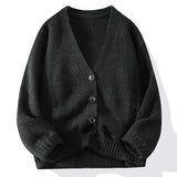 Jinquedai Autumn and Winter New Men's Cardigan V-neck Fashion Sweater with Thick Long Sleeves Outside Men's Comfortable Warm Sweater jinquedai