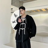 Jinquedai Korean women Spring Autumn Color Chinese Style Hooded Sweatshirt Men's Loose Trendy Casual Zipper Coat Male Hoodies jinquedai