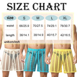 Jinquedai Sexy Men Transparent Boxer Shorts Gay Shorts Stripe Mesh Sheer See Through Sleep Bottom Sleepwear Leisure Homewear Casual Shorts jinquedai