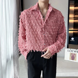 Jinquedai Sleeve Shirt Spring 2024 Trendy Men's Casual Long Solid Color Elegant Splicing Tassel Niche Design Fashion Tops jinquedai