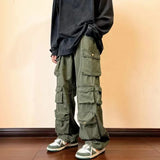 Y2k  Hip-hop Cargo Pants Multi-pockets Tooling Pant Harajuku Men's Vintage Loose Wide Leg Pants Streetwear Casual Trousers jinquedai