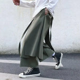 Jinquedai Fake Two-Piece Pants Men Male New Loose Wide-Leg Trousers Casual Straight Streetwear Spring Autumn Hip-Hop Pantalons Capris jinquedai
