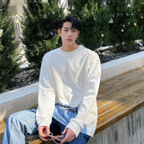 Jinquedai Korean Street fashion Spring Casual Men Personality Jeans Print Long Sleeve T-shirts Sweatshirt Patchwork Loose Sweatshirts jinquedai