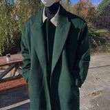 Long Woolen Coat Men Autumn Winter Korean Fashion Loose Thick Trench 2023 Solid Color Over Knee Male Jacket jinquedai