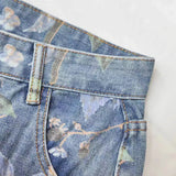 Jinquedai Mens Fashion Printed Jeans 2024 Spring Floral Denim Mopping Trousers Korean Style High Street Loose Hip Hop Wide-leg Jean Pants jinquedai