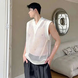 Jinquedai  Design Tank Mesh Summer Tops Men Perspective Casual Trendy Original Thin Breathable Sleeveless Vests T Shirts LZ9711