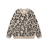 Sweaters Men Fleece Leopard Korean Thicken Warm Knitting Winter Loose Casual Long Sleeve Pullovers Streetwear jinquedai