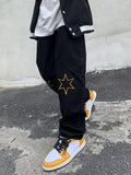 Jinquedai Trousers Straight Man Cowboy Pants with Print Men's Jeans Hip Hop Star Cotton 2024 Trend Stacked 90s Streetwear Y2k Vintage Kpop jinquedai