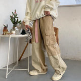 Baggy Black Cargo Pants for Men Khaki Cargo Trousers Male Harajuku Loose Casual Autumn Japanese Streetwear Hip Hop Retro jinquedai