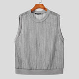 Jinquedai Fashion Men Tank Tops Mesh Hollow Out Transparent Streetwear Solid Color Vests O-neck Sleeveless Men Clothing S-5XL jinquedai