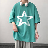 Jinquedai Little Star Printed Men's T Shirt Summer Fashion Casual Short Sleeve Tee Tops Mens Cotton Linen Oversized Hip-Hop T-shirt 5XL jinquedai