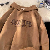 Spring and Autumn American Men and Women Trend Loose Personality Letter Printing Hooded Thin Sweater Couple Retro Casual Top y2k jinquedai