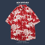 Jinquedai  Hawaiian Shirt for Men Summer Beach Short Sleeve Button Down Shirts Relaxed Fit Vacation Cuban Blouses Floral Print Shirts jinquedai