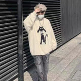 Jinquedai New Vintage Cartoon Cat Sweaters Men Autumn Japanese Harajuku Loose Pullover Street Y2k Trend Soft Glutinous Male Knitted Top jinquedai