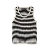 Jinquedai Striped Knitted Summer Tanks Tops Men's O-Neck Korean Knitwear Shirts Sleeveless Streetwear Loose Top Vintage Cropped Sexy jinquedai