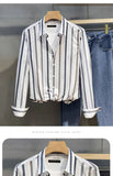 Jinquedai New High-end Striped Shirt Trend Long Sleeved Wrinkle Resistant and Iron Free Men's Business Casual Shirt jinquedai