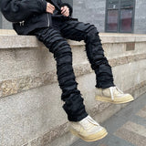 Retro Hole Ripped Distressed Jeans for Men Straight Washed Harajuku Hip Hop Loose Denim Trousers Vibe Style Casual Jean Pants jinquedai