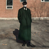 Long Woolen Coat Men Autumn Winter Korean Fashion Loose Thick Trench 2023 Solid Color Over Knee Male Jacket jinquedai