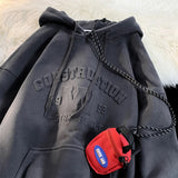 Hybskr Steel Stamp Printed Hooded Shirt Men Baggy Fashion Drawstring Front Pocket Pullover Hoody Oversize Male Hip Hop Hoodies jinquedai