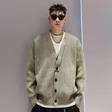 Jinquedai  Knit Cardigan Male Korean Style Sweater Coat Men Old Money Autumn Winter Loose Casual Men's Long Sleeve Streetwear jinquedai