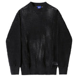 Jinquedai Fall Trend Men Mesh Knitting Tops Streetwear Fashion Transparent Hollow Out Sweater Men Casual Loose Long Sleeve O Neck Jumper jinquedai