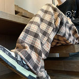 Green Plaid Pants Men Harajuku Winter Wide Leg Checked Trousers Male Oversize Big Size Casual Sweatpants Streetwear 8XL jinquedai