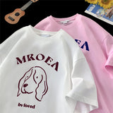 Jinquedai Cartoon Graphic Tshirt Kawaii Oversized Tee Shirt Retro Cute Dog Graphic T-Shirt Men Women Y2k Tops Couple Short Sleeve T-shirts jinquedai