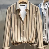 Jinquedai New High-end Striped Shirt Trend Long Sleeved Wrinkle Resistant and Iron Free Men's Business Casual Shirt jinquedai