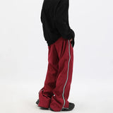 Jinquedai  Y2K Wide Leg Pants with Side Zips Men Sweatpants Male Loose Casual Sport Red Black Trousers Zipper Split jinquedai