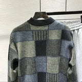 Jinquedai Knitted Sweaters for Men Collared Plaid Black Man Clothes Cardigan Large Big Size Heated Japanese Harajuku Fashion Overfit Baggy jinquedai