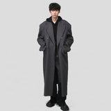 Jinquedai Tide Men's Long Coat Handsome Korean Style High End Simple Casual Knee Over OverCoat Trend Autumn Winter Windbreaker jinquedai