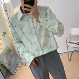 Jinquedai Fashion Streetwear Korean Printing Loose Turn-down Collar Man Long Sleeve Men's Clothing Button Spring Summer Thin Shirts Tops jinquedai