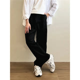 Jinquedai Black Beige Casual Pants Men Fashion Straight Pants Men Streetwear Korean Clothing Loose Wide Leg Pants Men Trousers M-2XL jinquedai