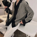 Jinquedai Men Patchwork Contrasting Pleated Long-Sleeved Shirt 2024 New Genderless British Elegant Fashion Retro Loose Shirt Unisex jinquedai